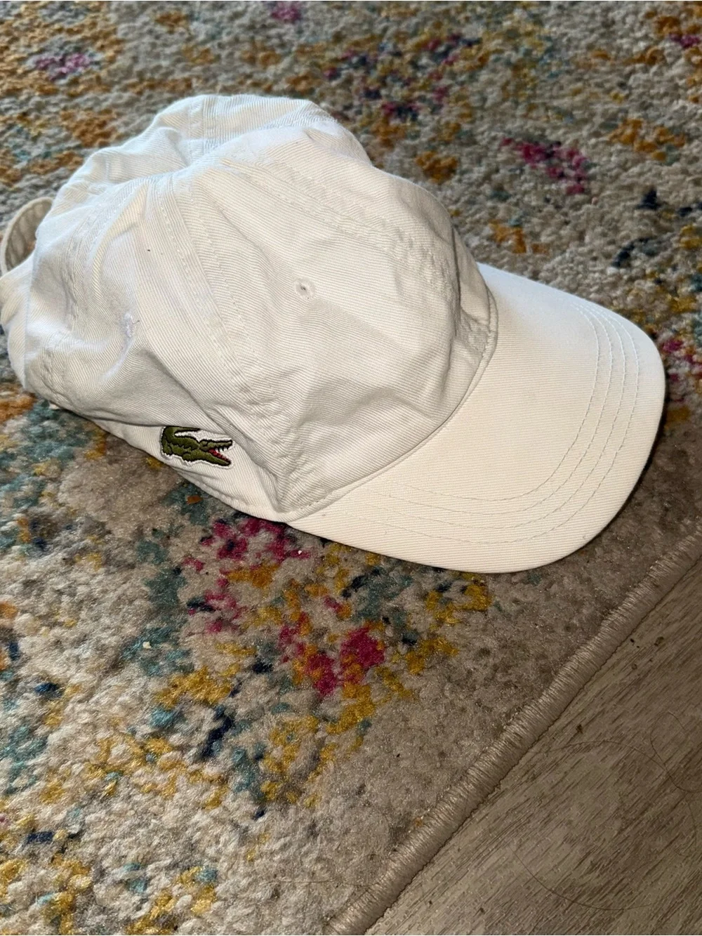 Lacoste Kids White Baseball Cap with Green Crocodile Patch